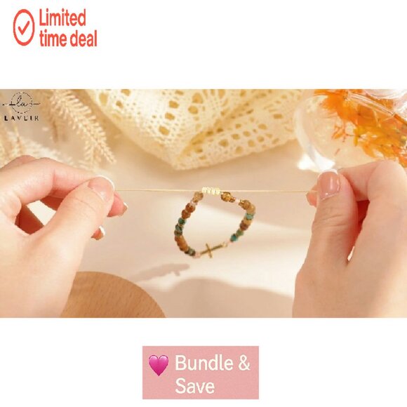 Christian Cross Bracelet with Natural Stones, Adjustable Elastic, Scripture Card - Picture 8 of 8